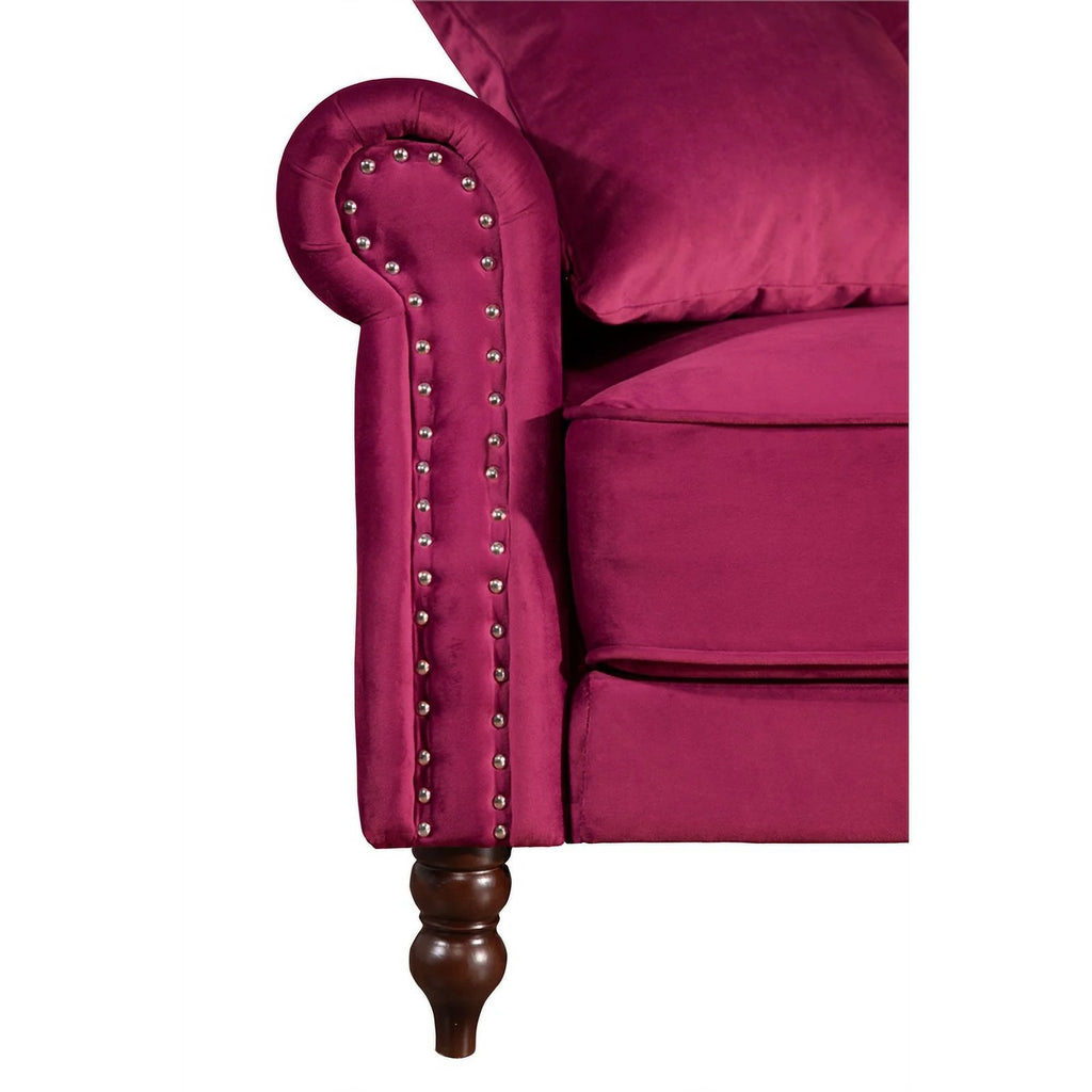 Wine Red Velvet Sofa Bed Sleeper Z326967