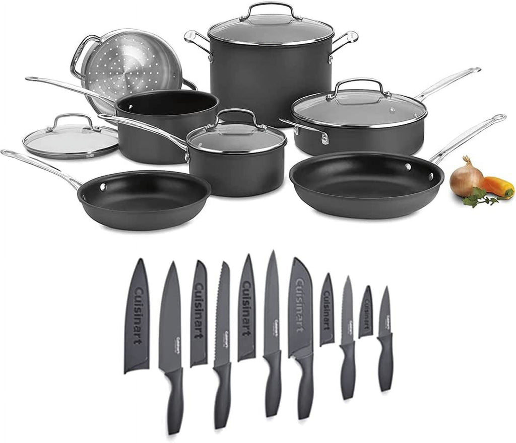 11-Piece Nonstick Hard-Anodized Cookware Set with 12 Piece Ceramic Coated Cutlery Set G6143