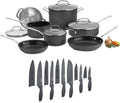 11-Piece Nonstick Hard-Anodized Cookware Set with 12 Piece Ceramic Coated Cutlery Set G6143