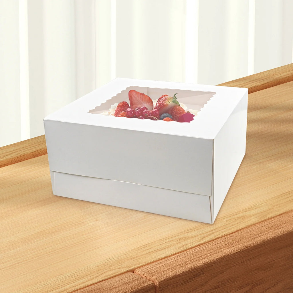 Cake Box with Window 24 PCS, 10x10x5 Inches White Bakery Boxes X60087