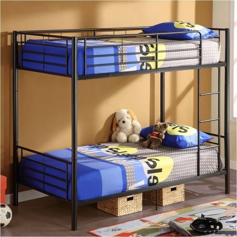 Twin Over Twin Metal Bunk Bed in Black N36329
