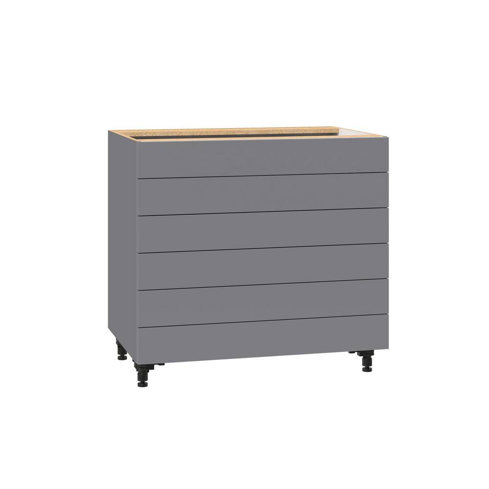 Gray 6-Drawer Base Cabinet with Metal Drawer Boxes X521