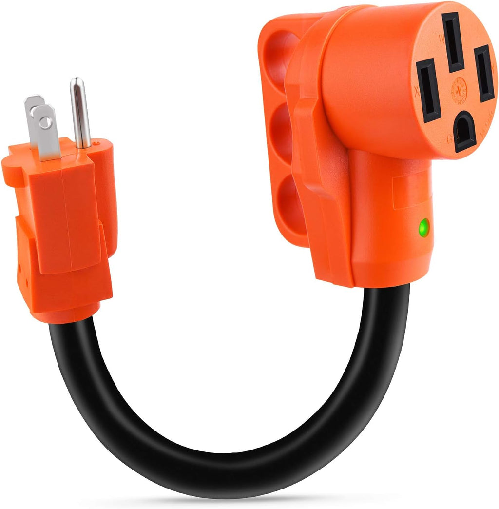 15A Male to 50A Female RV Power Cord Plug Adapter 12 Inch Heavy Duty Electrical Power Adapter with Locking Connector N980