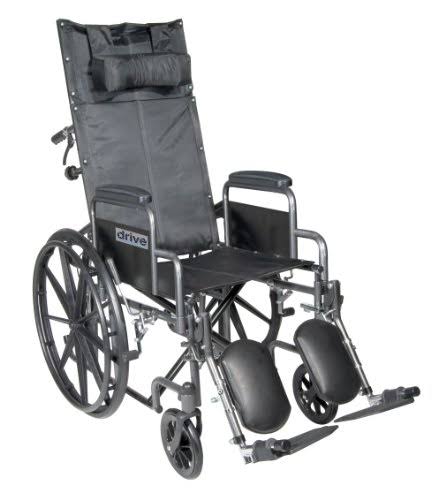 Silver Reclining Wheelchair with Detachable Arms and Elevating Leg Rest V95924