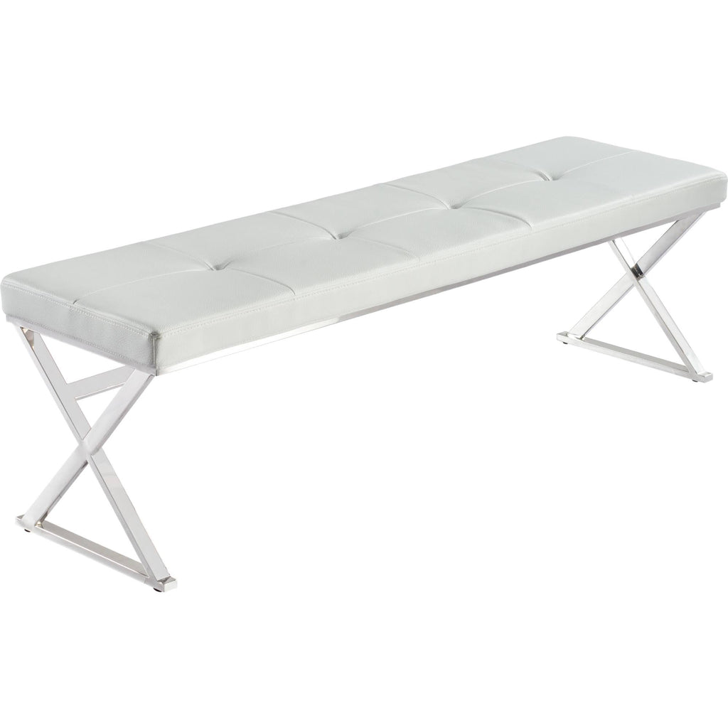 White Leather Bench X75994