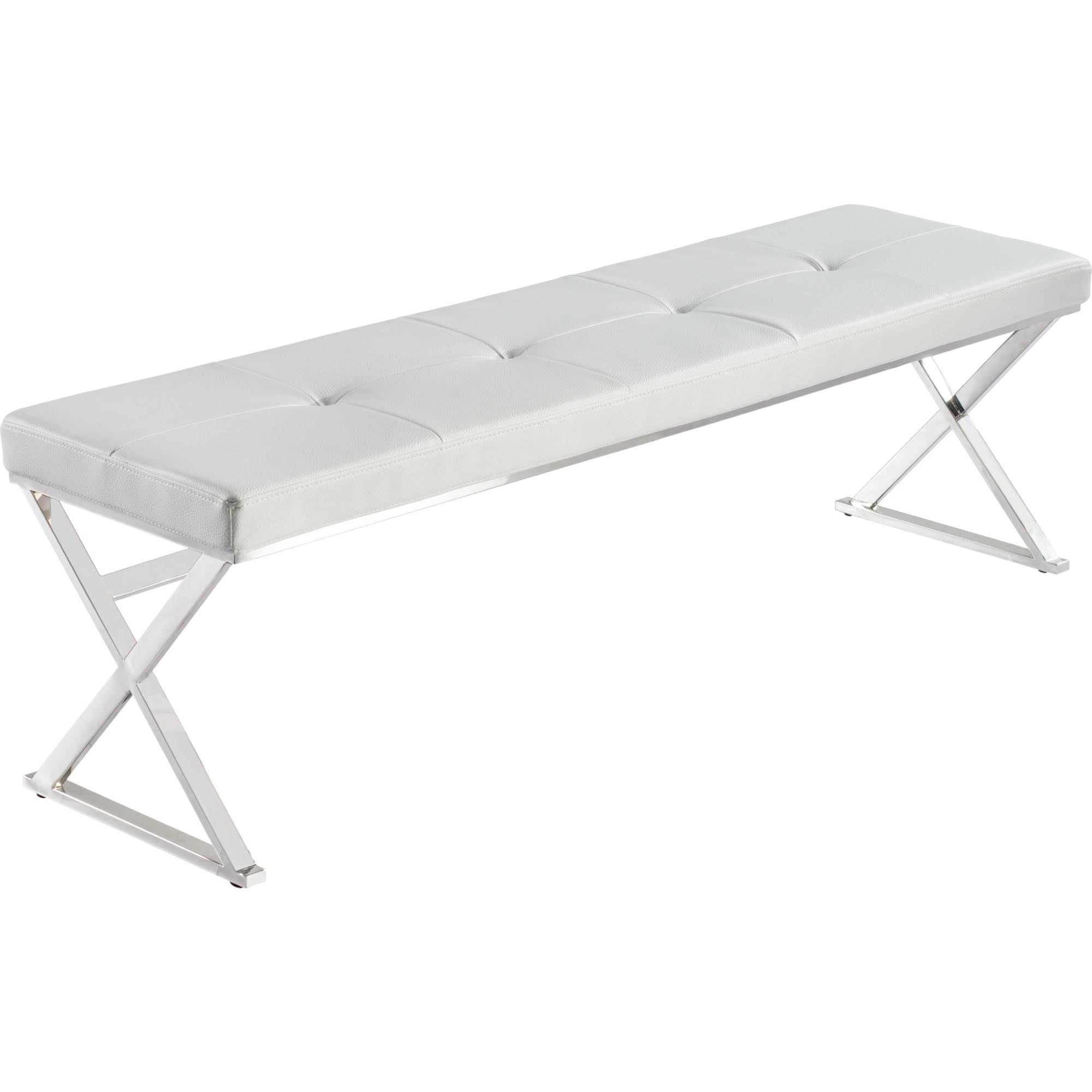 White Leather Bench X75994