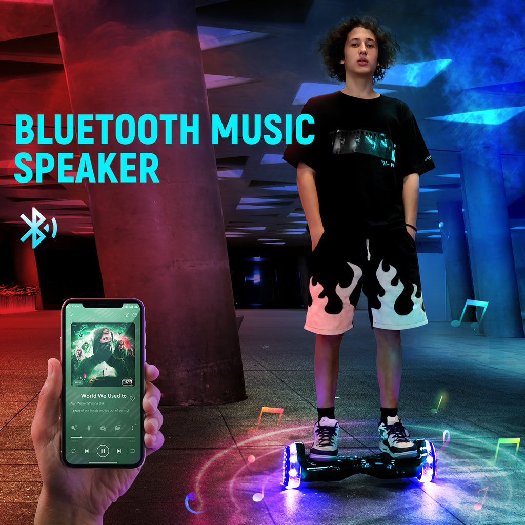 Bluetooth Hoverboard with LED Lights, All Terrain 6.5 inch Two Wheels Electric Scooter Q47769