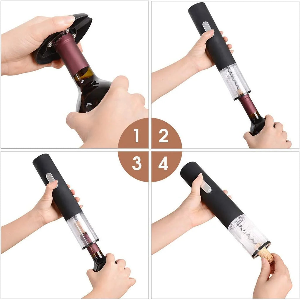 Electric Wine Opener with Foil Cutter, Vacuum Stopper and Wine Aerator Pourer S5802