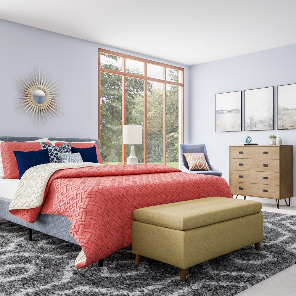 Light Grey Storage Ottoman Bench S8033