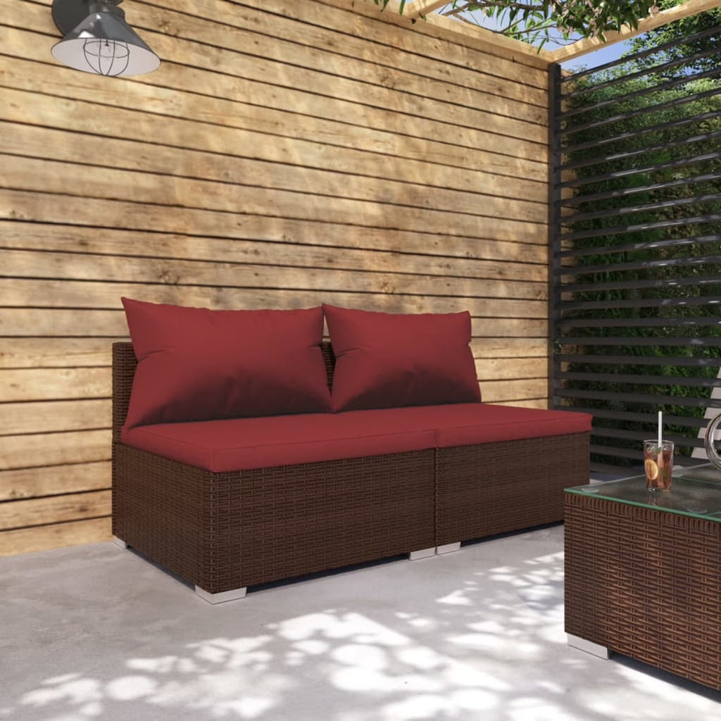 2 Piece Patio Furniture Set with Cushions Poly Rattan Brown I102839