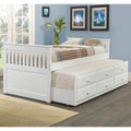 White Mission Twin Captains Trundle Bed U425082