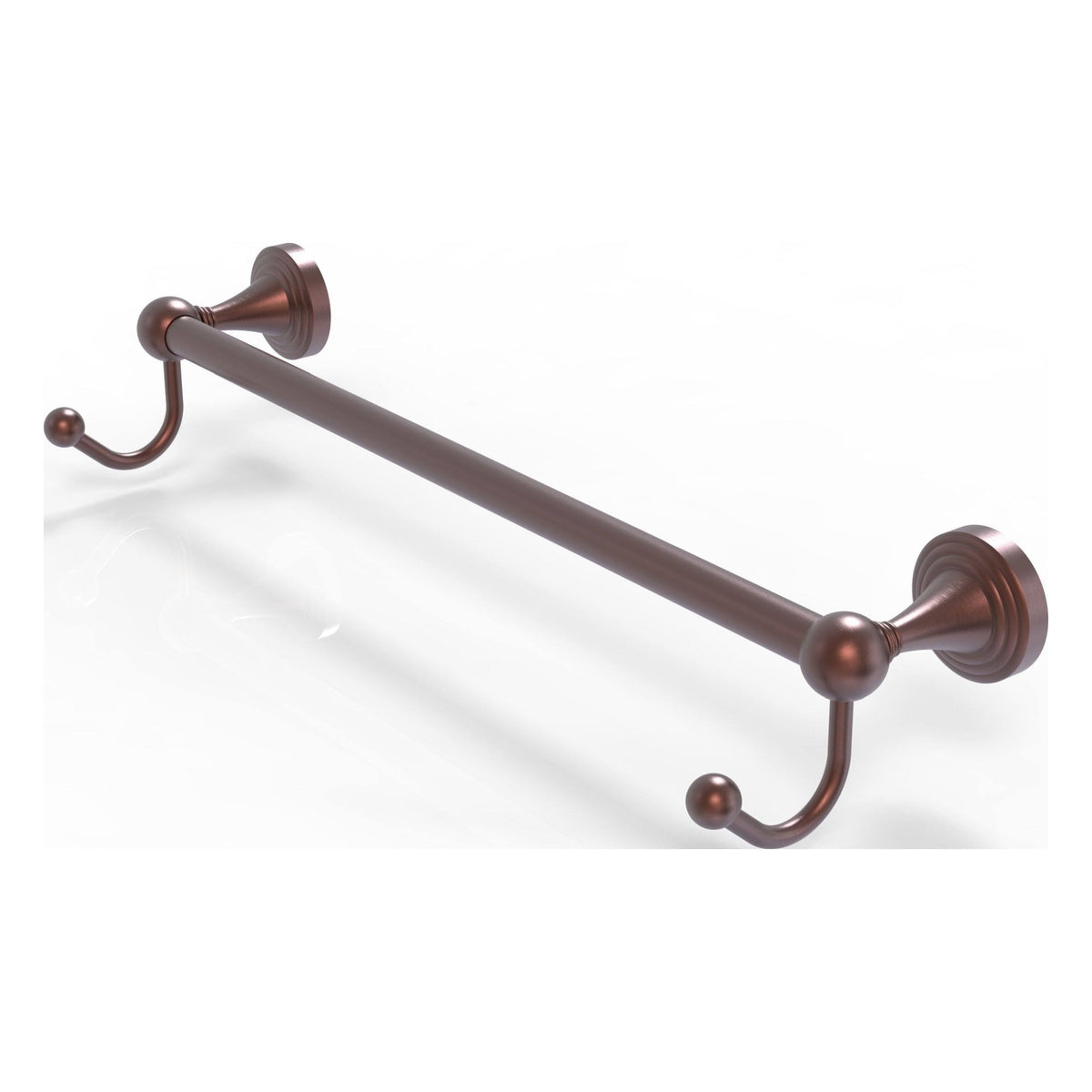 Antique Copper 30 Inch Towel Bar with Integrated Hooks T382923
