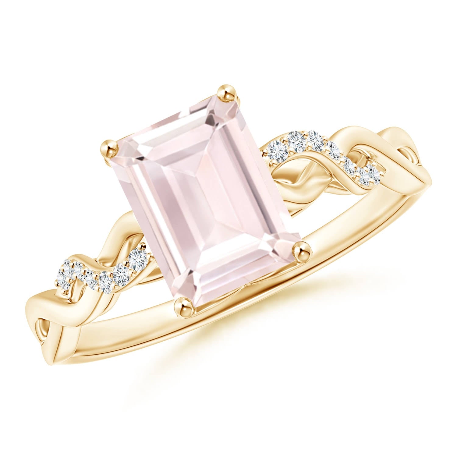 Emerald Cut Morganite Ring in 14K Yellow Gold E9999