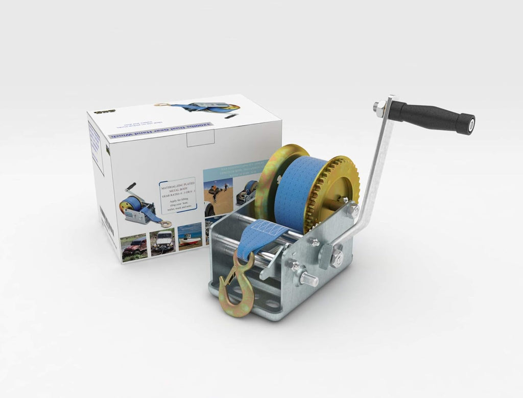 3200lbs Heavy Duty Hand Crank Winch with 32ft Strap, Pack of 2 P68925