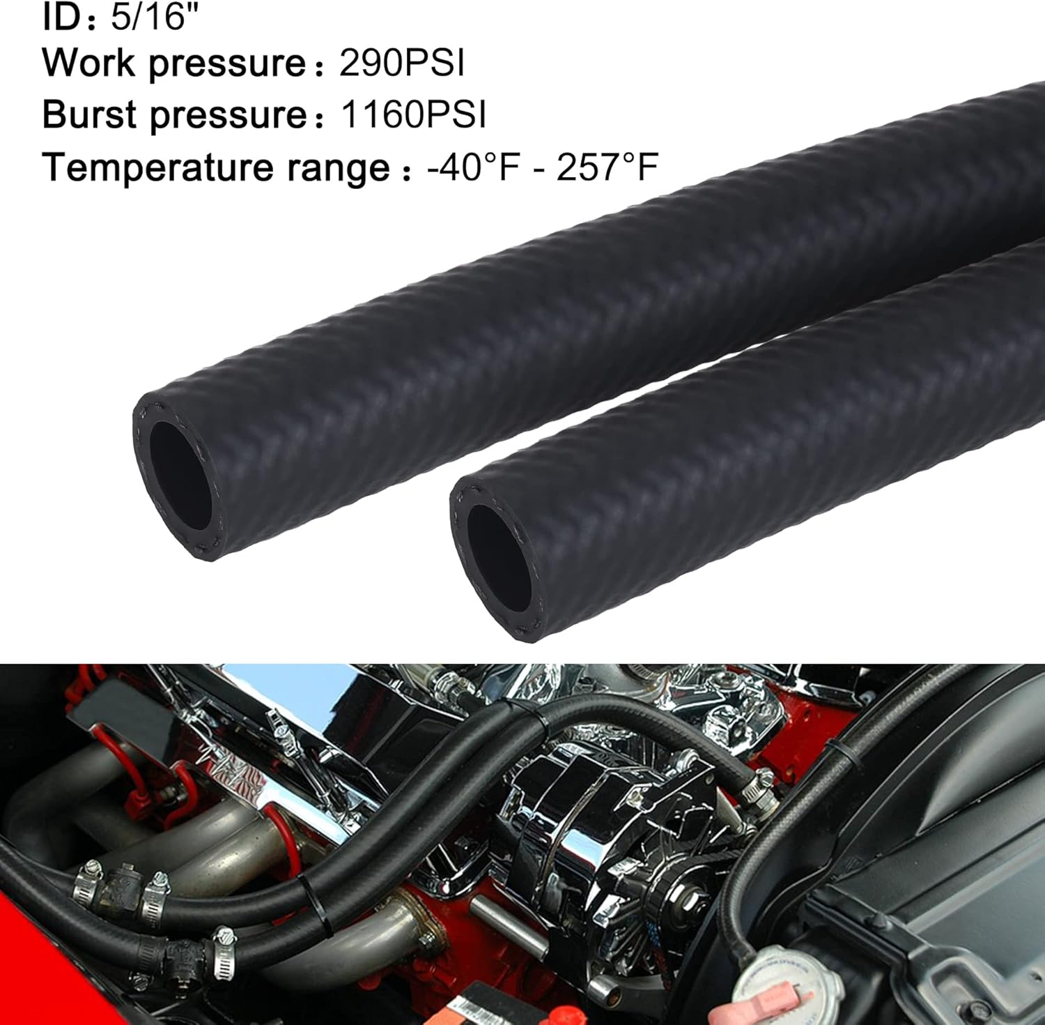 5/16 Fuel Hose Line NBR Rubber 25FT Pack of 2 X847381