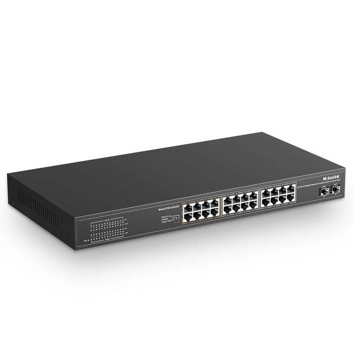 24 Port PoE Switch with 2 Gigabit Uplink Ethernet Port, 400W, Rackmount Unmanaged PoE+ Q239