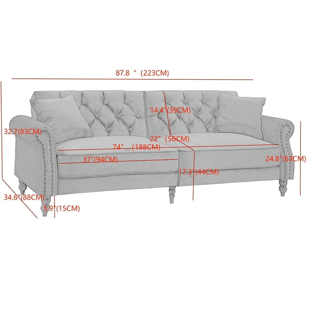 Wine Red Velvet Sofa Bed Sleeper Z326967