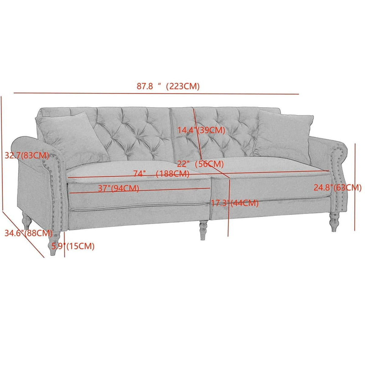 Wine Red Velvet Sofa Bed Sleeper Z326967