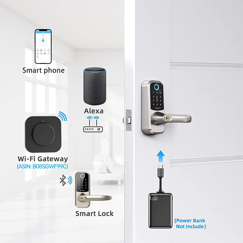 Smart Lock 5-in-1 Keyless Entry Fingerprint Door Lock with Reversible Handle X4788
