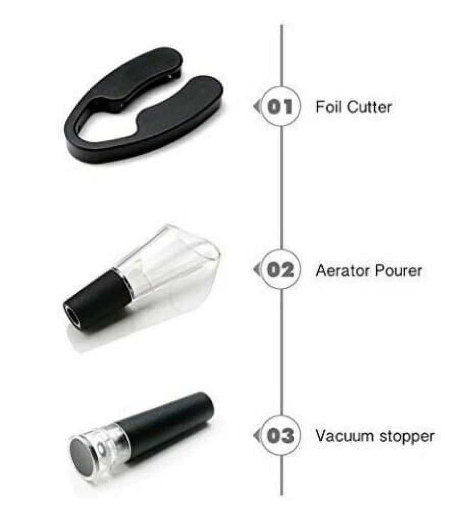 Electric Wine Opener with Foil Cutter, Vacuum Stopper and Wine Aerator Pourer S5802