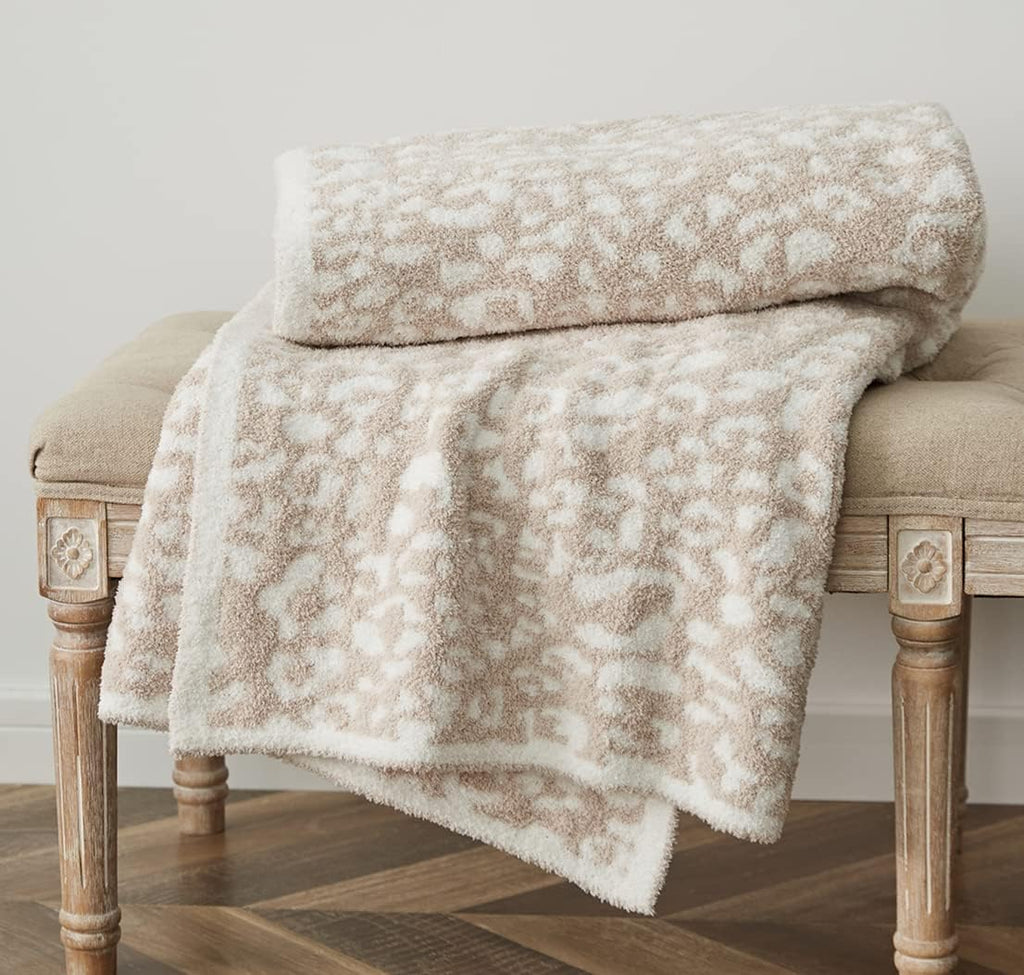 Leopard Cable Knitted Throw Blanket M4567