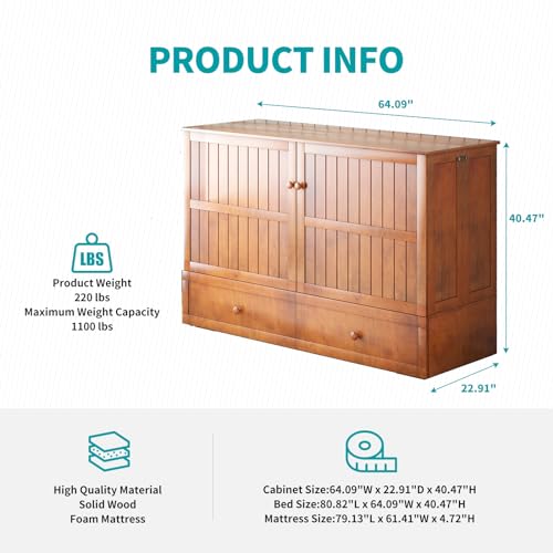 Queen Murphy Bed with Tri-fold Mattress and Storage Drawers H41844