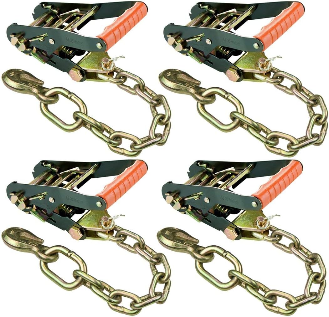 4 Pack Ratchet Buckle Chain Anchor with 3,300 Pound Safe Working Load L496103