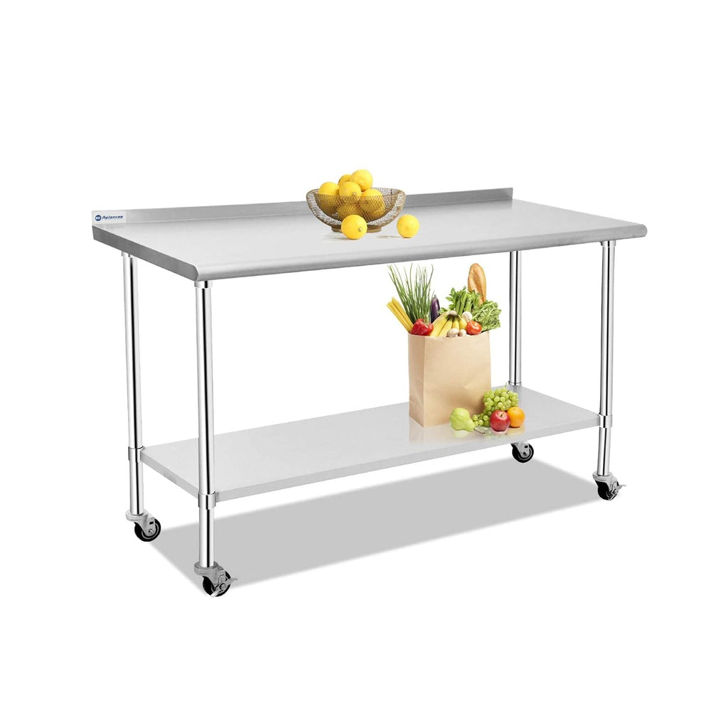 Stainless Steel Prep & Work Table 48 x 24 Inches with Caster and Adjustable Undershelf J863513