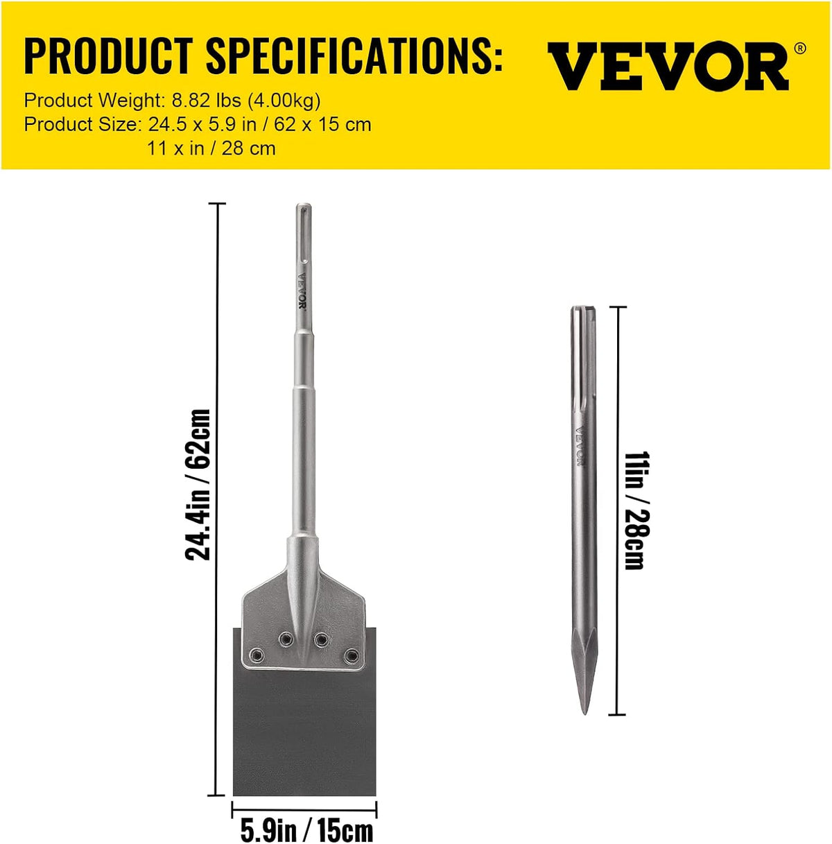 Clay Spade Jackhammer Bit with Point Chisel, Pack of 2 S849301