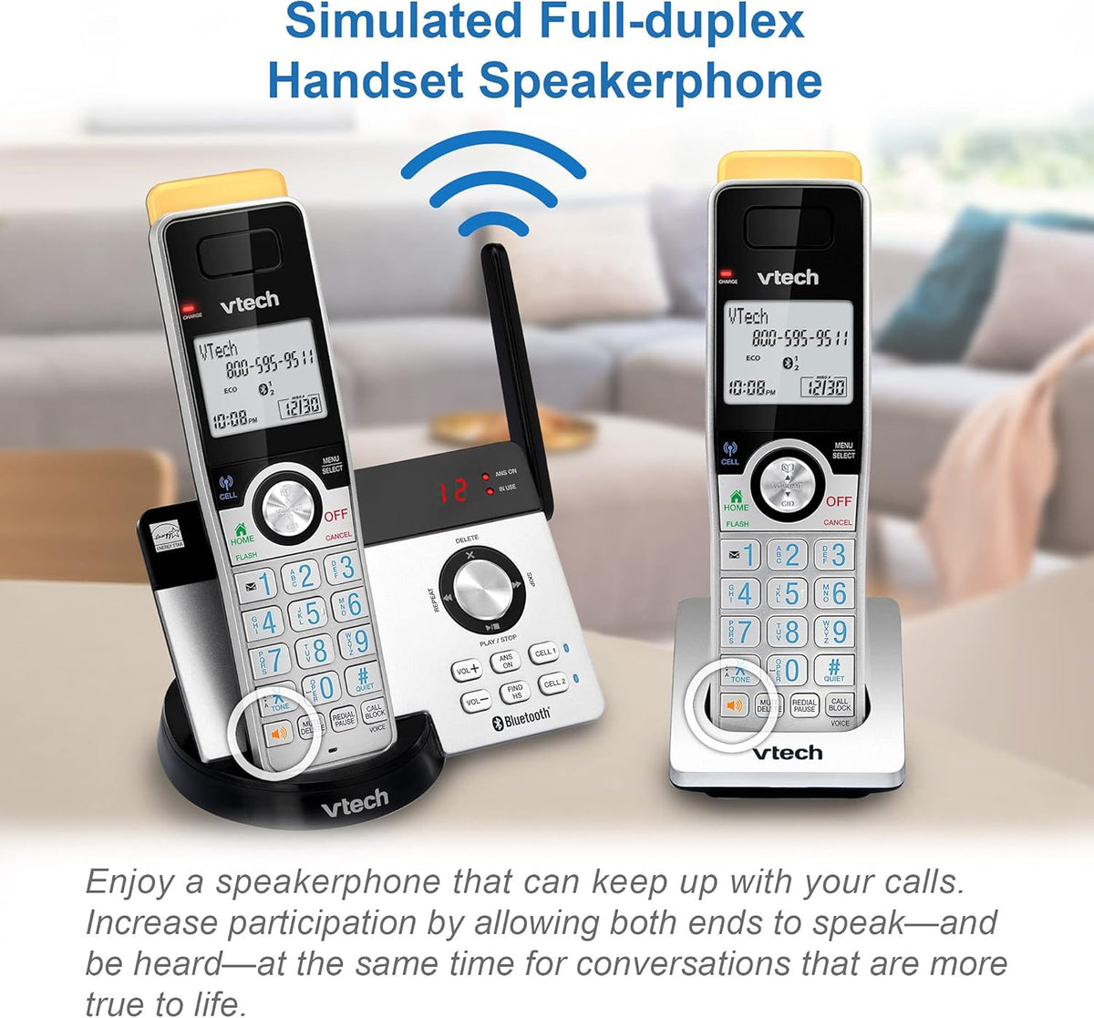 2 Handset Cordless Phone with Answering Machine J5503