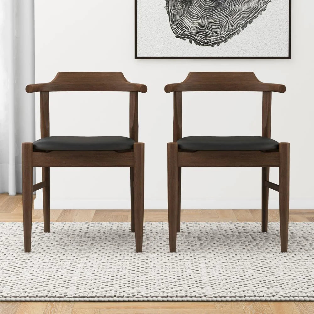 Faux Leather Dining Chair in Black (Set of 2) E1870