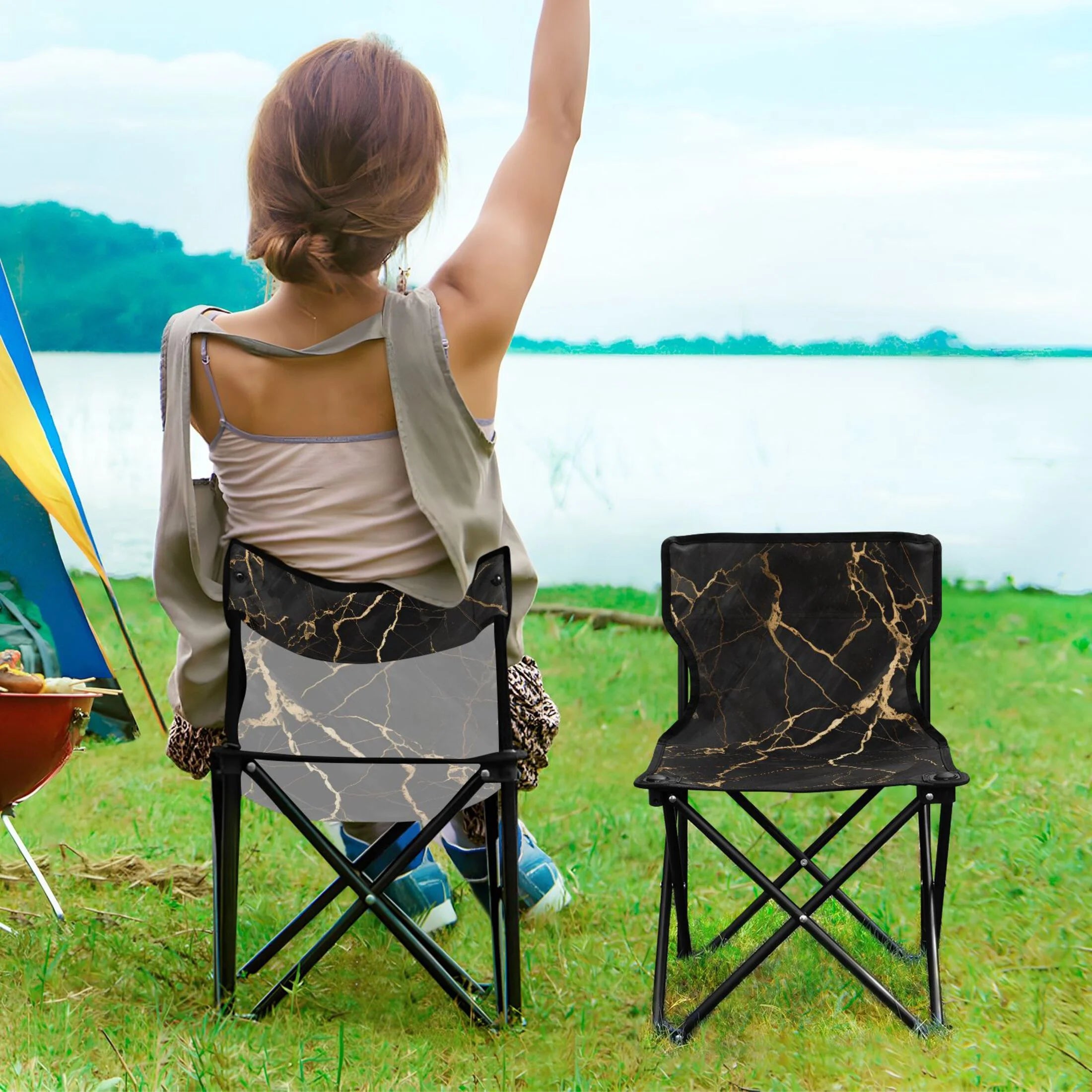 Marble Portable Folding Camping Chair with Carry Bag F901