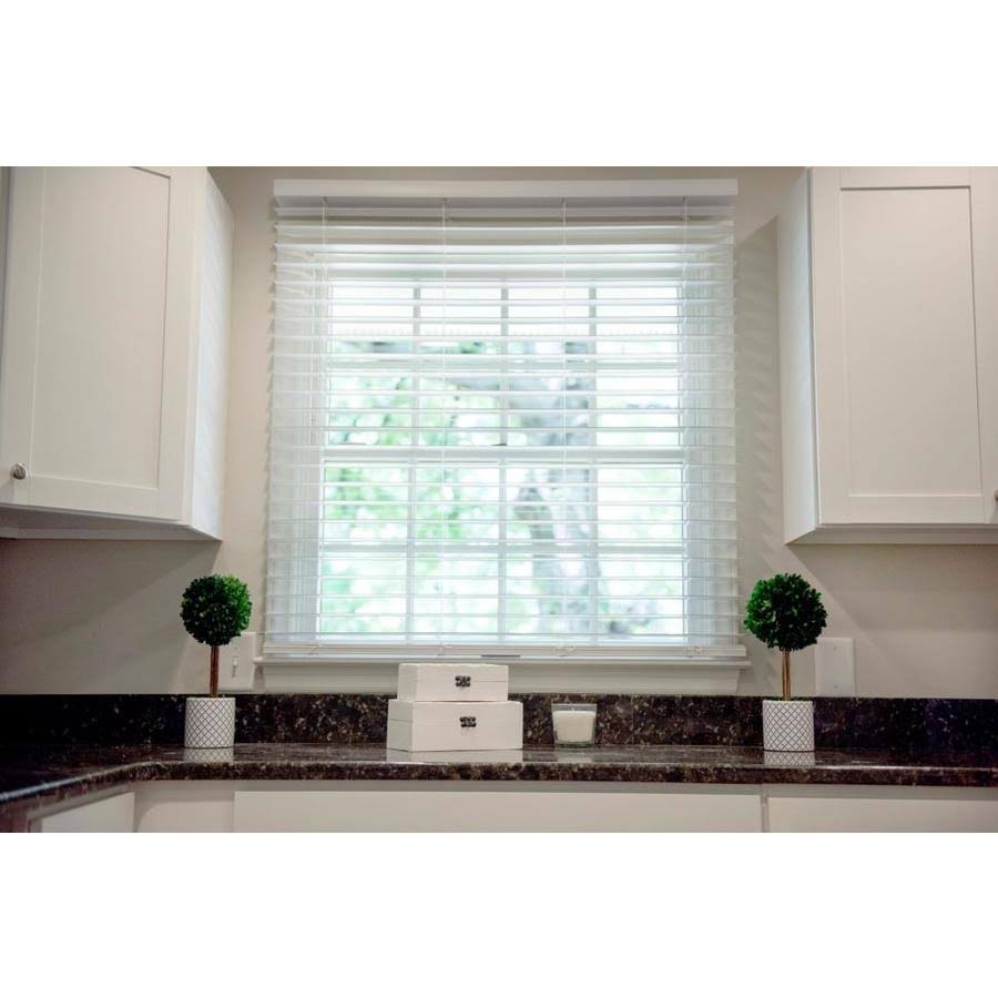 Cordless Soft White Faux Wood Room Darkening Blinds T24153