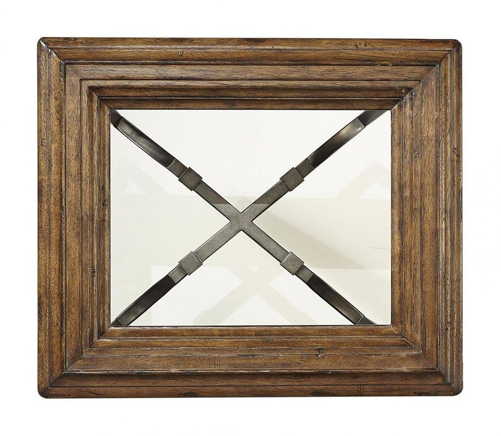 Pecan End Table with Glass Top X994967