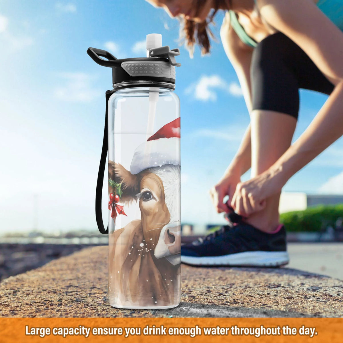 32oz Clear Tritan Leakproof Water Bottle with Straw K4023