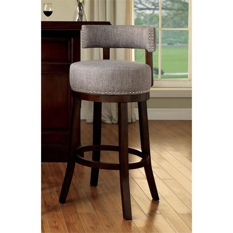 Light Gray Fabric Swivel Bar Stool (Set of 2) X86030