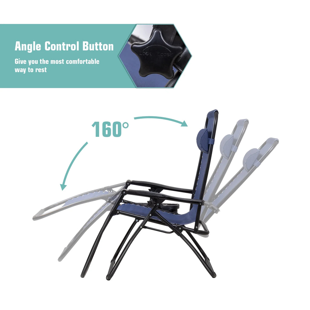 Blue Zero Gravity Reclining Lounge Chair Set of 2 C7327