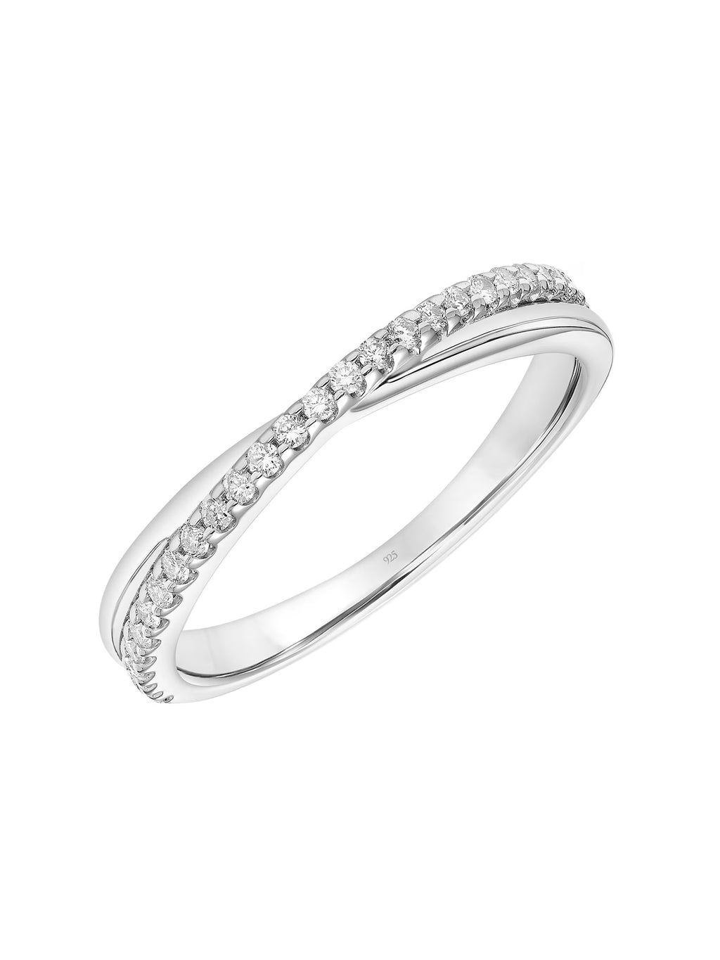 Sterling Silver Diamond Crossover Anniversary Ring F91197