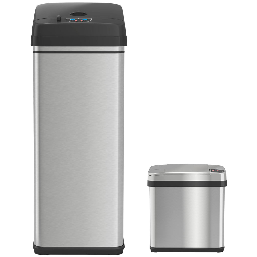 13 Gallon and 2.5 Gallon Stainless Steel Sensor Trash Cans Set of 2 E678721