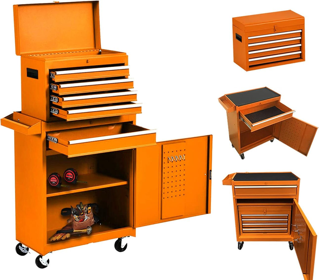 Orange 5 Drawer Rolling Tool Chest with Lock F94801