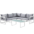 White Grey Fabric Outdoor Patio Sectional Sofa Set R428242