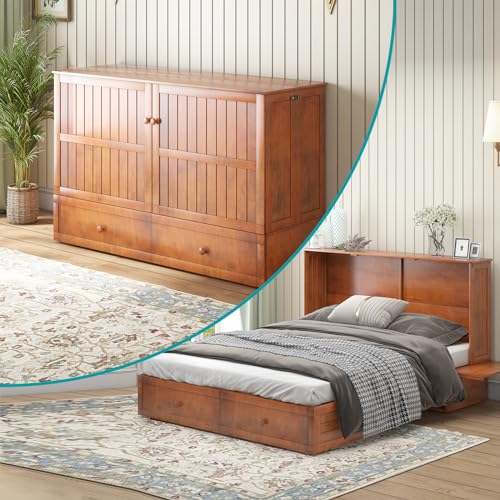 Queen Murphy Bed with Tri-fold Mattress and Storage Drawers H41844