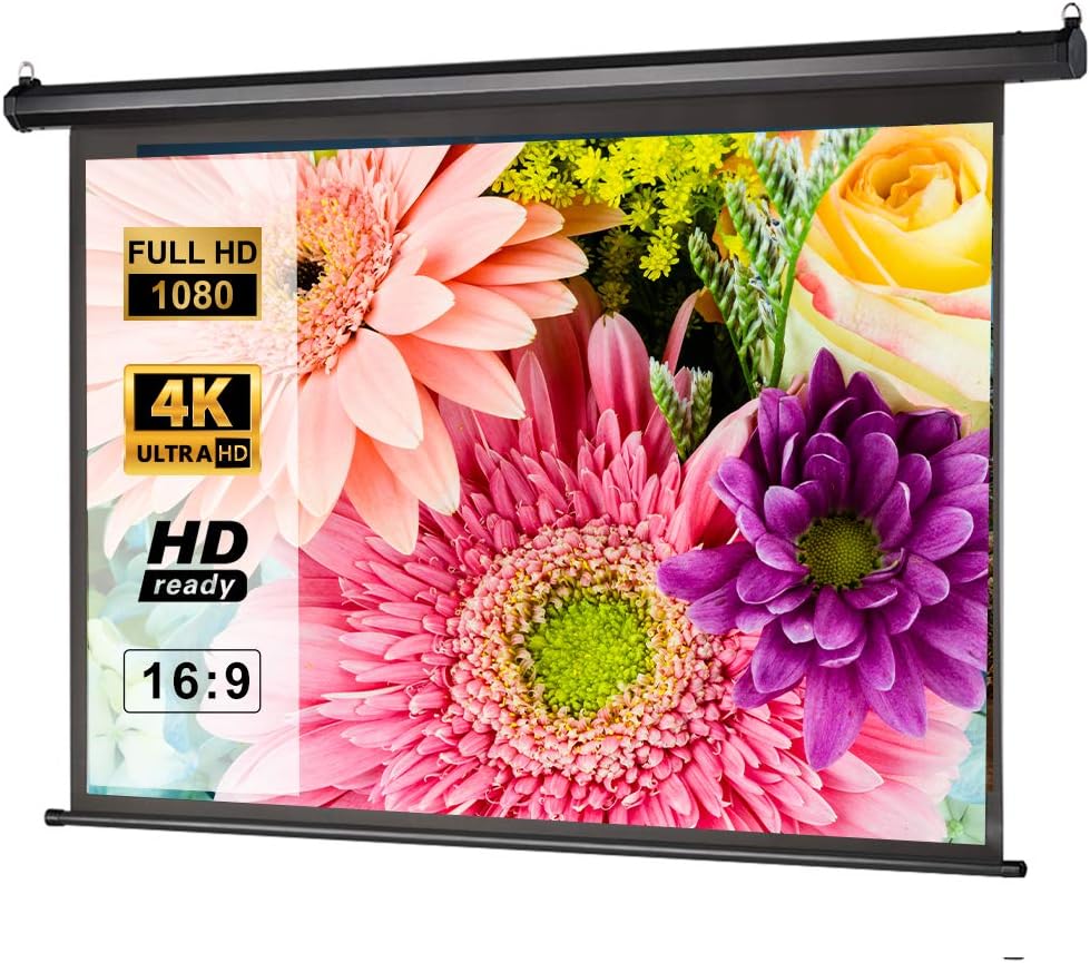 100 inch 16:9 Manual Pull Down Projector Screen, Retractable Projection Screen, Wall/Ceiling Mounted, Pack of 2 R8303