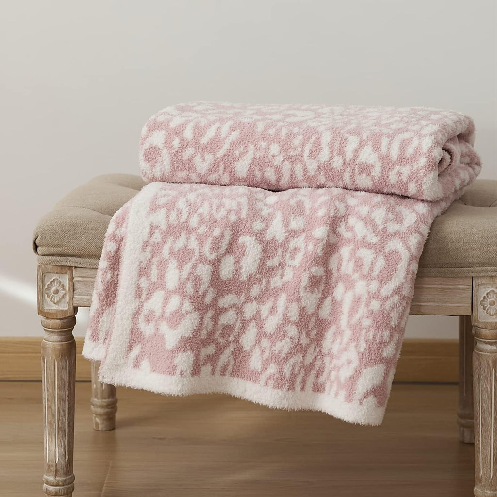Leopard Cable Knitted Throw Blanket M4567