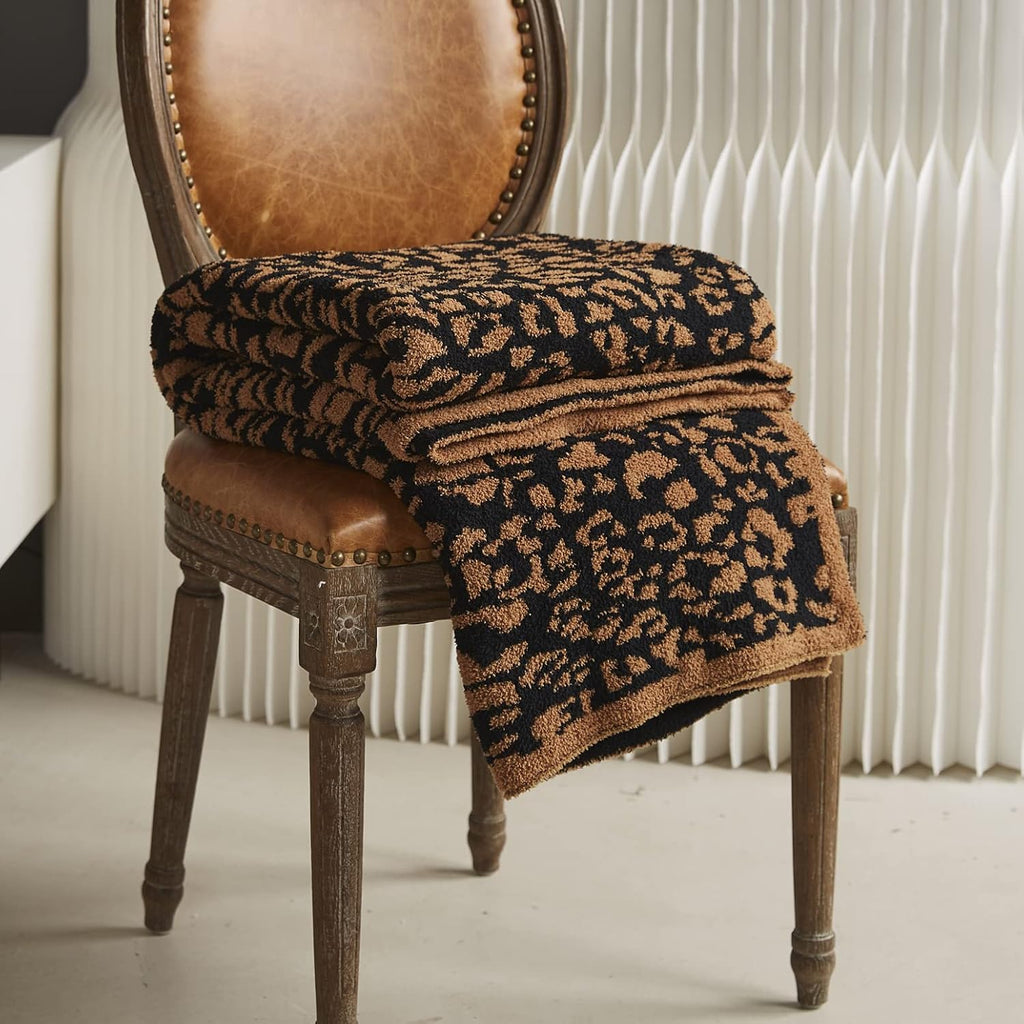 Leopard Cable Knitted Throw Blanket M4567
