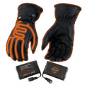 Black Leather Heated Winter Gloves with Battery X-Large S192