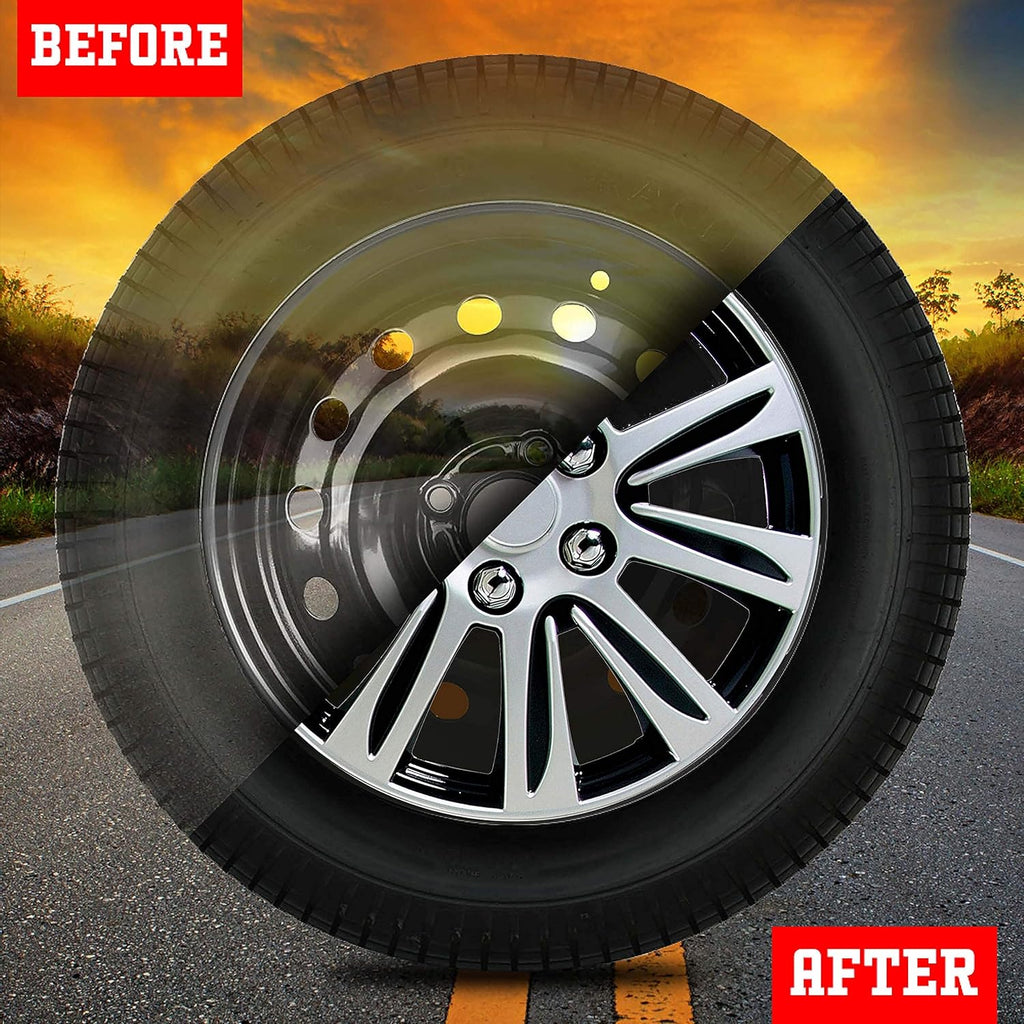 Silver and Black Set of 4 Car Wheel Hub Caps (14-Inch) D1703