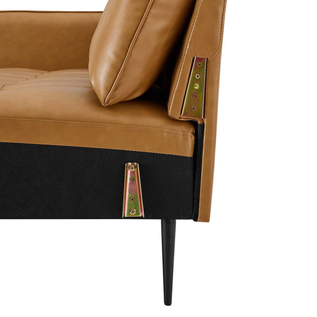Tan Faux Leather Tufted Sofa J48748