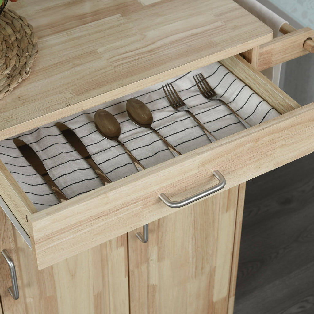 Wooden Rolling Kitchen Island Utility Trolley Storage Cart Q69800