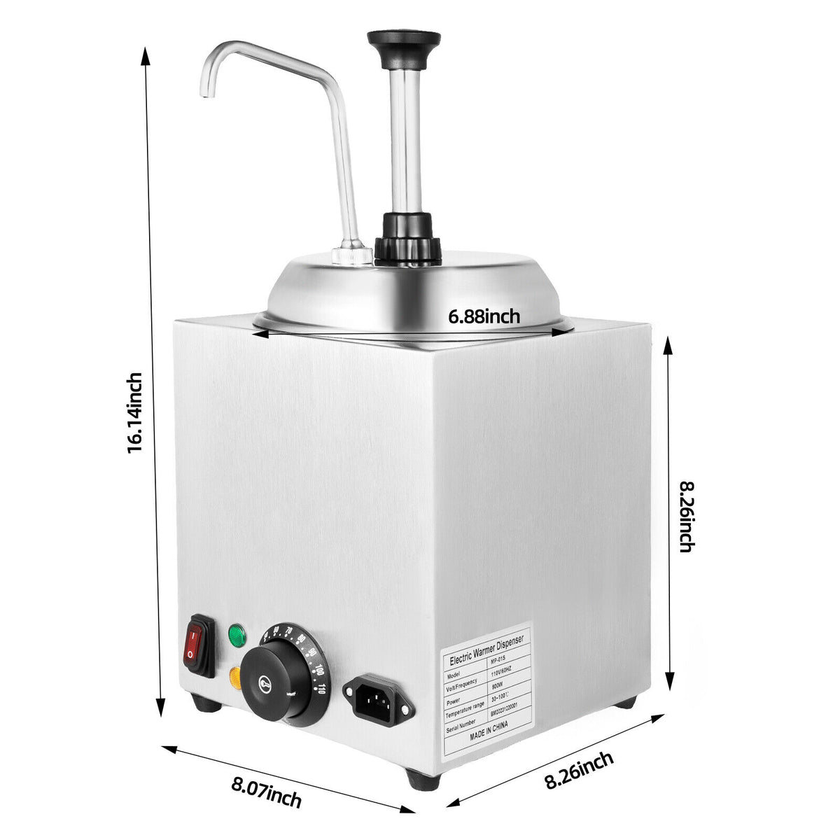 Nacho Cheese Dispenser Pump Caramel Warmer Tank 800W 110V O23903